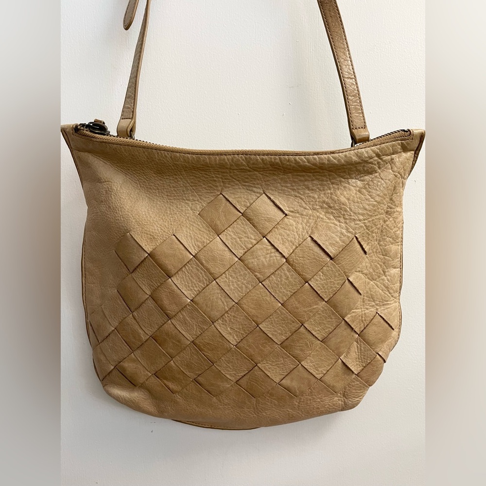 Anthropologie Tan Woven Crossbody Bag